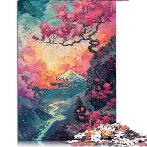 1000-teiliges Puzzle, Psychedelisches Sakura-Papierpuzzle, Geeignet für Kinder ab 12 Jahren, Geschenk zum Geburtstag. Größe: 52 x 38 cm. von LZYANG