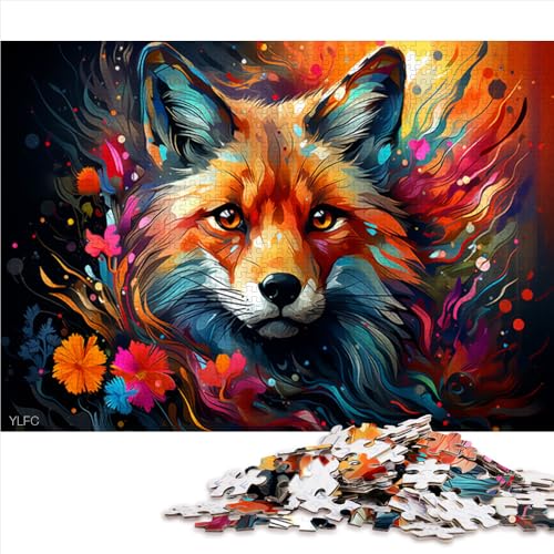 1000-teiliges Puzzle, Psychedelisches buntes Fuchs-Papierpuzzle, für Erwachsene und Kinder ab 12 Jahren, tolles Geschenk für Erwachsene. Größe: 26 x 38 cm. von LZYANG