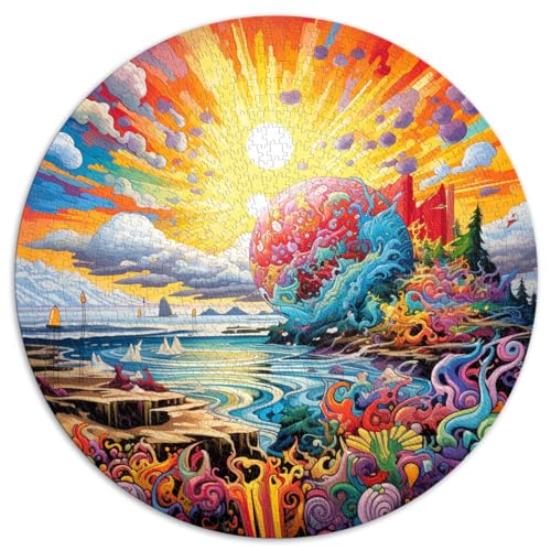 1000-teiliges Puzzle, Riviera, bunt, runde Puzzles, für Erwachsene und Kinder, Kartonpuzzle, Denkspiel, Größe 67,5 x 67,5 von LZYANG