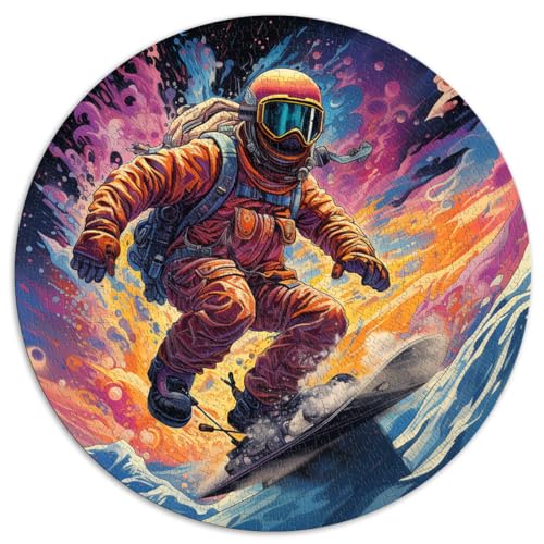 1000-teiliges Puzzle, Snowboard, bunt, kreatives rundes Puzzle, für Erwachsene und Jugendliche ab 12 Jahren, Kartonpuzzle, luxuriöse Bunte Puzzles, Geschenkgröße ， 67,5 x 67,5 von LZYANG