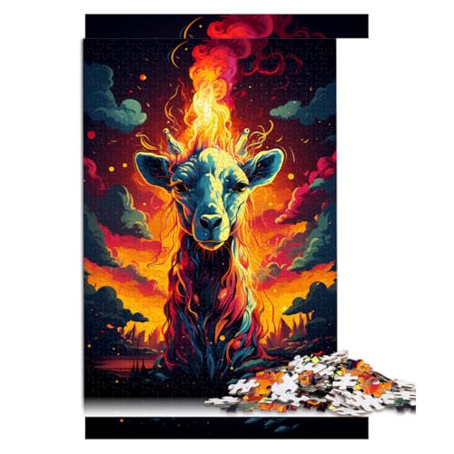 1000-teiliges Puzzle, Tierisches, farbenfrohes, psychedelisches Giraffen-Papierpuzzle, für Erwachsene und Familien, tolles Geschenk für Erwachsene. Größe: 26 x 38 cm. von LZYANG