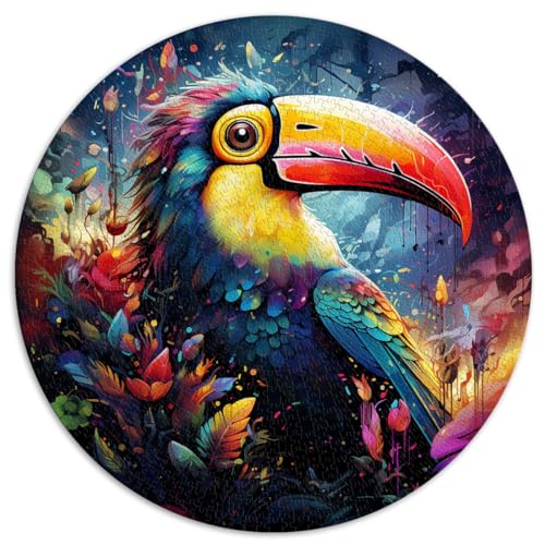 1000-teiliges Puzzle, Tukan-Vogelwald, runde Puzzles, für Erwachsene und Jugendliche ab 12 Jahren, Puzzles aus Pappe, Lernspielzeug, Größe 67,5 x 67,5 von LZYANG