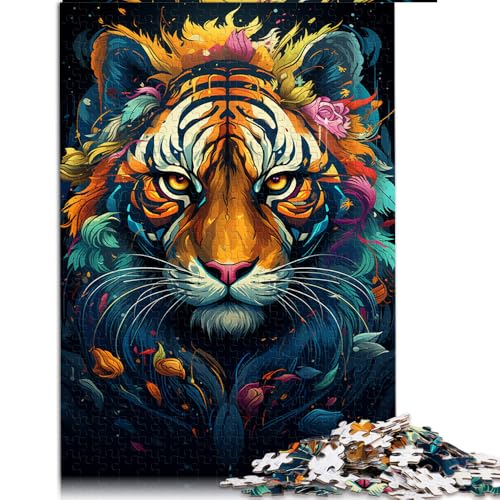 1000-teiliges Puzzle, Zeichnung eines wütenden Tigers, Papierpuzzle, für Erwachsene und Kinder, Geschenkideen. Größe: 26 x 38 cm. von LZYANG