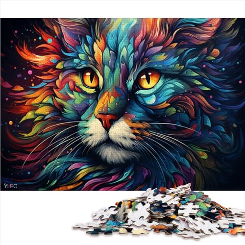 1000-teiliges Puzzle, bizarres, buntes Katzen-Papierpuzzle, für Erwachsene und Kinder, Lernspiele für zu Hause, DIY-Spielzeug. Größe: 52 x 38 cm von LZYANG