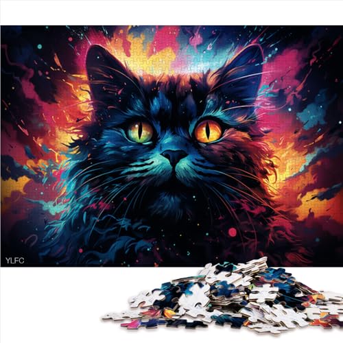 1000-teiliges Puzzle, bizarres Fantasy-Katzen-Papierpuzzle, Geschenk für Erwachsene, schwierig und herausfordernd. Größe: 52 x 38 cm von LZYANG