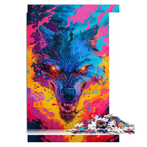 1000-teiliges Puzzle, bizarres Papierpuzzle „Wütender Wolf“, für Erwachsene und Kinder, anspruchsvolles Spielgeschenk, Größe: 50 x 75 cm von LZYANG