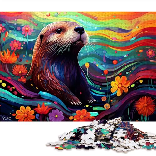 1000-teiliges Puzzle, buntes Otter-Papierpuzzle, für Erwachsene und Kinder ab 12 Jahren, entspannendes intellektuelles Lernspielzeug. Größe: 52 x 38 cm. von LZYANG