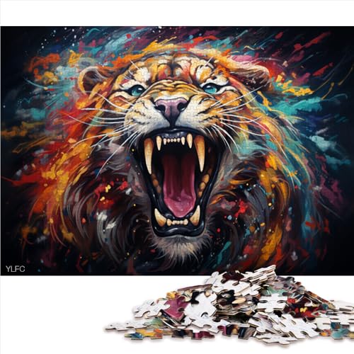 1000-teiliges Puzzle, buntes Tiger-Papierpuzzle, geeignet für Erwachsene und Jugendliche ab 12 Jahren, tolles Geschenk für Erwachsene. Größe: 26 x 38 cm. von LZYANG