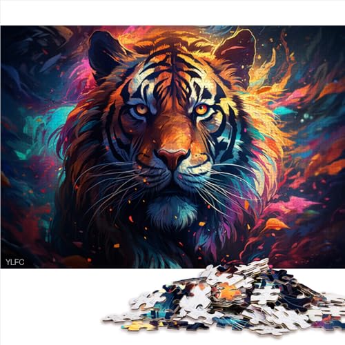 1000-teiliges Puzzle, buntes Tiger-Papierpuzzle, geeignet für Kinder ab 12 Jahren, tolles Geschenk für Erwachsene. Größe: 26 x 38 cm. von LZYANG