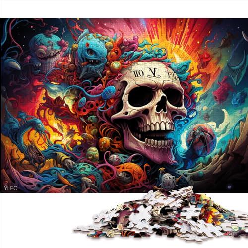 1000-teiliges Puzzle, buntes Totenkopf-Papierpuzzle, für Erwachsene und Familien, Geschenk zum Geburtstag. Größe: 52 x 38 cm. von LZYANG