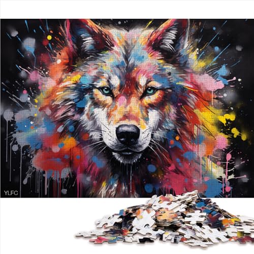 1000-teiliges Puzzle, buntes Wolf-Papierpuzzle, Geschenk für Erwachsene, herausforderndes Spielzeug. Größe: 52 x 38 cm. von LZYANG