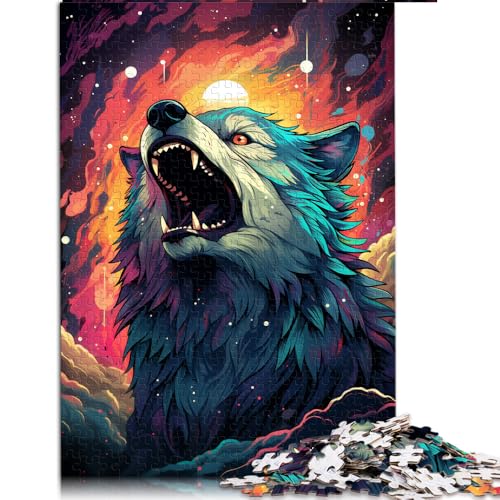 1000-teiliges Puzzle, buntes Wolf-Papierpuzzle, für Erwachsene und Kinder ab 12 Jahren, Heimkunstdekor, Größe: 52 x 38 cm von LZYANG