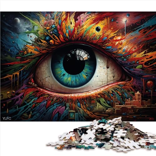 1000-teiliges Puzzle, buntes psychedelisches Augen-Holzpuzzle, für Erwachsene und Kinder, anspruchsvoll. Größe: 52 x 38 cm. von LZYANG