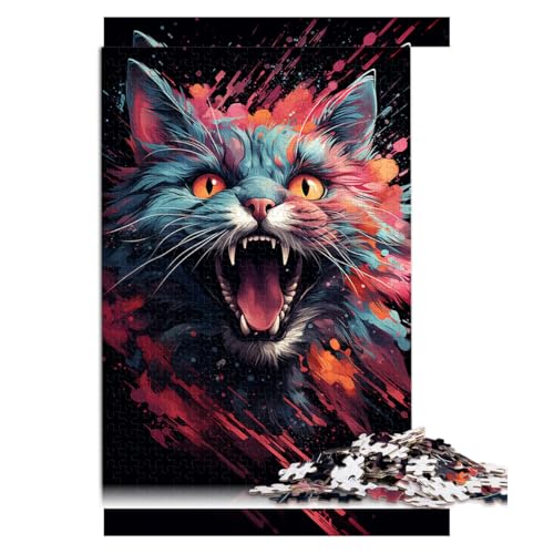 1000-teiliges Puzzle, erstaunlich farbenfrohes Papierpuzzle mit magischer Katze, für Erwachsene und Jugendliche ab 12 Jahren, Lernspiele, Heimdekorationspuzzle. Größe: 26 x 38 cm von LZYANG