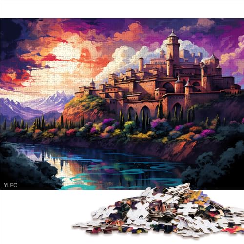 1000-teiliges Puzzle, farbenfrohe Psychedelia im Valley Castle-Papierpuzzle, für Erwachsene und Kinder ab 12 Jahren, anspruchsvolles Spielzeug, Größe: 26 x 38 cm von LZYANG