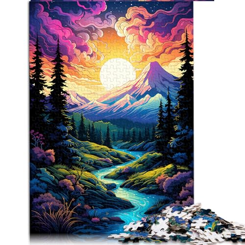 1000-teiliges Puzzle, farbenfrohe Psychedelia in den Pyrenäen, Papierpuzzle, für Erwachsene und Kinder ab 12 Jahren, Lernspiel für Erwachsene und Kinder. Größe: 52 x 38 cm. von LZYANG