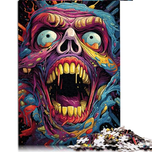 1000-teiliges Puzzle, farbenfrohe Zeichnung eines Totenkopf-Papierpuzzles, für Erwachsene und Kinder, tolles Geschenk für Erwachsene. Größe: 52 x 38 cm. von LZYANG