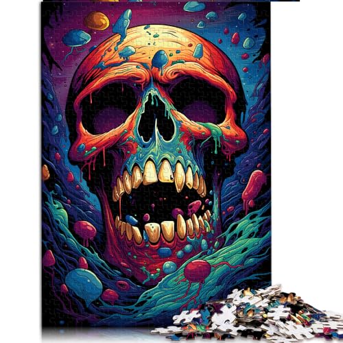 1000-teiliges Puzzle, farbenfrohe Zeichnung eines Totenkopfes, Papierpuzzle, für Erwachsene und Kinder, Puzzle-Praxisspiel. Größe: 26 x 38 cm. von LZYANG