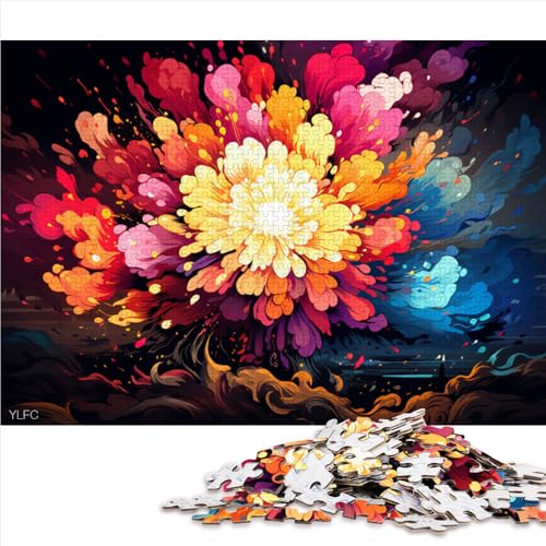 1000-teiliges Puzzle, farbenfrohe psychedelische Blumen, Holzpuzzle, für Erwachsene und Kinder, tolles Geschenk für Erwachsene. Größe: 52 x 38 cm. von LZYANG