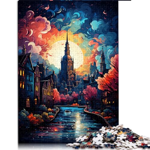 1000-teiliges Puzzle, farbenfrohe psychedelische Kunst in Amsterdam, Papierpuzzle, geeignet für Erwachsene und Kinder ab 12 Jahren, Holzpuzzle für Familienspiele und als Heimdekoration. von LZYANG