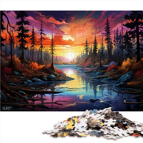 1000-teiliges Puzzle, farbenfrohes, Papierpuzzle mit Sonnenuntergangslandschaft, für Erwachsene und Kinder ab 12 Jahren, Holzpuzzle als Familienspiel und Heimdekoration. Größe: 50 x 75 cm. von LZYANG