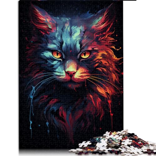 1000-teiliges Puzzle, farbenfrohes, bizarres, psychedelisches Katzen-Papierpuzzle, geeignet für Erwachsene und Kinder ab 12 Jahren, für Familienspaß und Spieleabende. Größe: 26 x 38 cm. von LZYANG