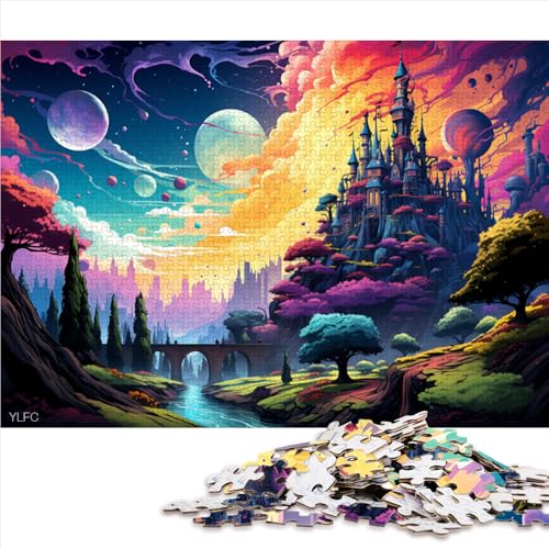 1000-teiliges Puzzle, farbenfrohes, psychedelisches Anime-Landschafts-Papierpuzzle, für Erwachsene, Familien oder Kinder, Denkspiel, Spielzeug. Größe: 26 x 38 cm. von LZYANG