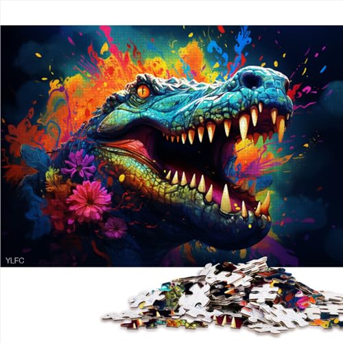 1000-teiliges Puzzle, farbenfrohes, wildes Krokodil-Papierpuzzle, für Teenager und Erwachsene, Holzpuzzle für Familienspiele und als Heimdekoration. Größe: 52 x 38 cm. von LZYANG