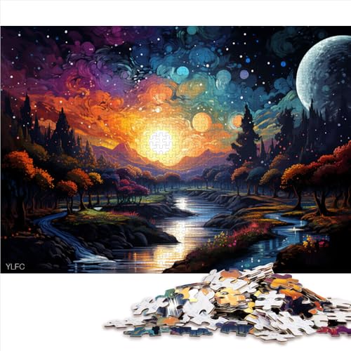 1000-teiliges Puzzle, farbenfrohes, wunderschönes Landschaftspuzzle aus Papier, für Erwachsene und Kinder ab 12 Jahren, für Familienspaß. Größe: 52 x 38 cm. von LZYANG