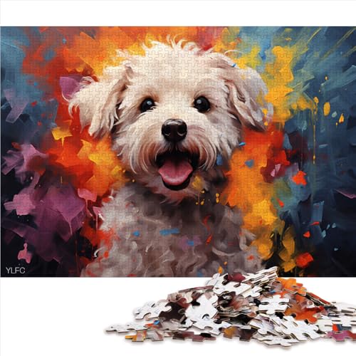 1000-teiliges Puzzle, farbenfrohes Bichon Frise-Malpapierpuzzle, geeignet für Kinder ab 12 Jahren, lehrreiches Puzzle. Größe: 26 x 38 cm. von LZYANG