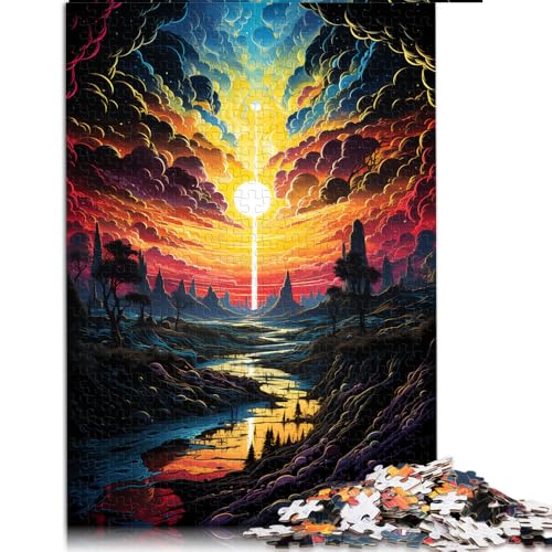 1000-teiliges Puzzle, farbenfrohes Fantasie-Sonnenuntergang-Papierpuzzle, für Erwachsene und Kinder ab 12 Jahren, Holzpuzzle für Familienspiele und Heimdekoration. Größe: 50 x 75 cm von LZYANG