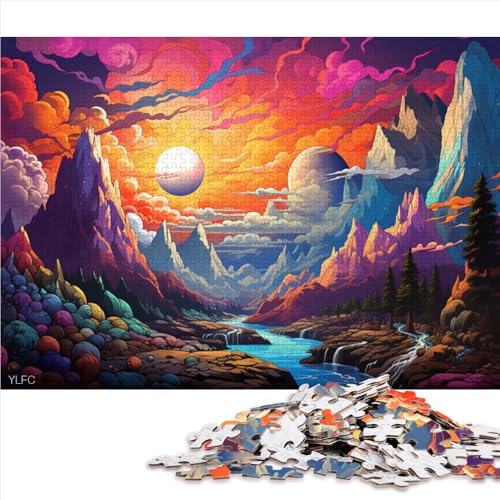 1000-teiliges Puzzle, farbenfrohes Fantasielandschafts-Papierpuzzle, für Erwachsene und Familien, Lernspiele für zu Hause, DIY-Spielzeug. Größe: 50 x 75 cm. von LZYANG