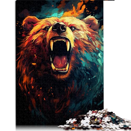 1000-teiliges Puzzle, farbenfrohes Fantasy-Bärenkrieger-Papierpuzzle, für Erwachsene und Kinder ab 12 Jahren, Denkspiel-Spielzeug. Größe: 50 x 75 cm. von LZYANG