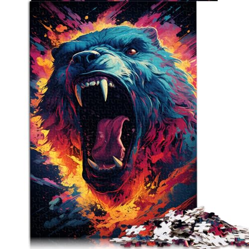 1000-teiliges Puzzle, farbenfrohes Fantasy-Bärenkrieger-Papierpuzzle, für Erwachsene und Kinder ab 12 Jahren, Denkspiel-Spielzeug. Größe: 52 x 38 cm. von LZYANG