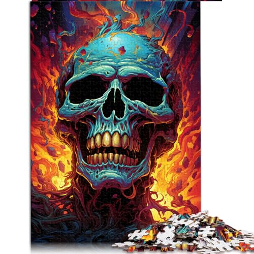 1000-teiliges Puzzle, farbenfrohes Feuerschädel-Papierpuzzle, für Erwachsene und Kinder ab 12 Jahren, lustige Puzzlespiele, Größe: 26 x 38 cm von LZYANG