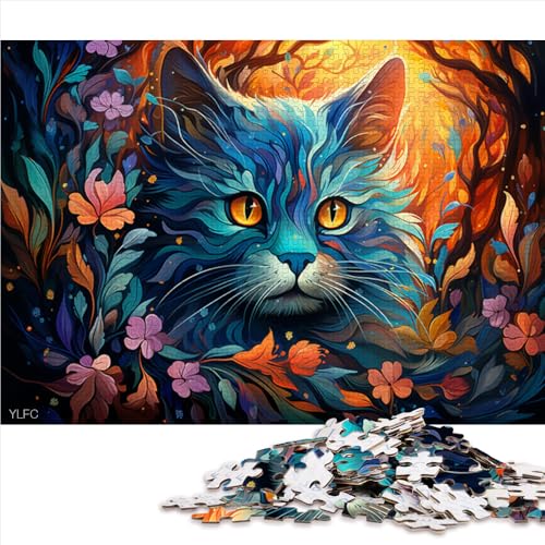 1000-teiliges Puzzle, farbenfrohes Katzenkunst-Papierpuzzle, für Erwachsene und Kinder ab 12 Jahren, Denkspiel-Spielzeug. Größe: 50 x 75 cm. von LZYANG