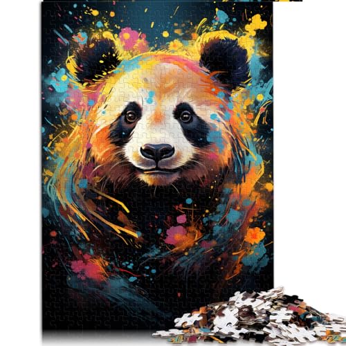 1000-teiliges Puzzle, farbenfrohes Panda-Mal-Kunstpapier-Puzzle, für Erwachsene und Jugendliche ab 12 Jahren, lustiges Puzzle für die ganze Familie. Größe: 52 x 38 cm. von LZYANG