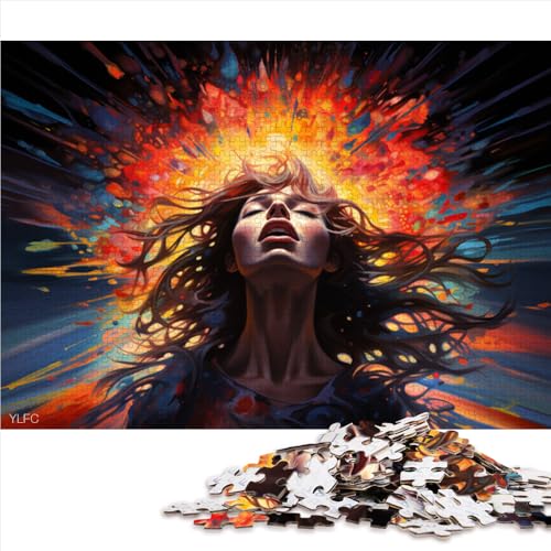 1000-teiliges Puzzle, farbenfrohes Papierpuzzle „psychedelische Frau“, für Erwachsene und Kinder ab 12 Jahren, Holzpuzzle für Familienspiele und zur Heimdekoration. Größe: 50 x 75 cm. von LZYANG