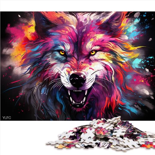 1000-teiliges Puzzle, farbenfrohes Papierpuzzle mit Gekritzelwolf, für Erwachsene und Kinder ab 12 Jahren, Holzpuzzle für Familienspiele und zur Heimdekoration. Größe: 50 x 75 cm. von LZYANG