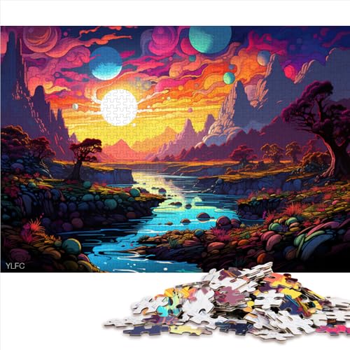 1000-teiliges Puzzle, farbenfrohes Papierpuzzle mit Kunstlandschaft, geeignet für Erwachsene und Kinder ab 12 Jahren, Holzpuzzle für Familienspiele und als Heimdekoration. Größe: 50 x 75 cm. von LZYANG