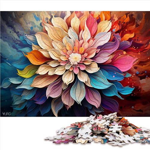 1000-teiliges Puzzle, farbenfrohes Papierpuzzle mit Psychedelischer Blumenmalerei, für Erwachsene und Kinder ab 12 Jahren, Denkspiel als Spielzeug. Größe: 26 x 38 cm. von LZYANG