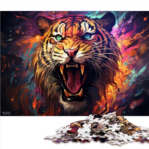 1000-teiliges Puzzle, farbenfrohes Papierpuzzle mit Tigern als Tiermotiv, für Erwachsene und Familien, Holzpuzzle als Familienspiel und Heimdekoration. Größe: 50 x 75 cm. von LZYANG