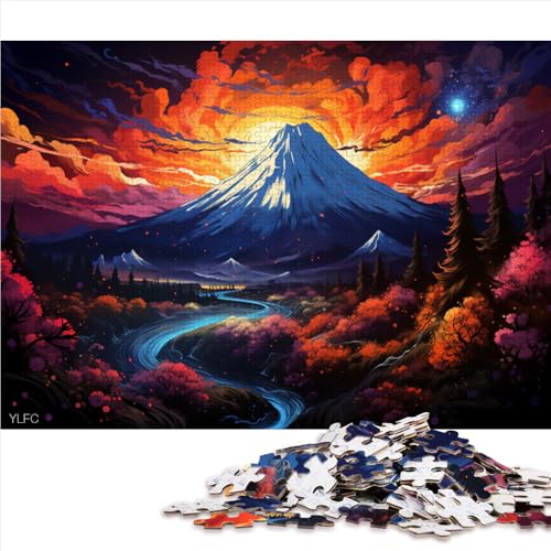 1000-teiliges Puzzle, farbenfrohes Papierpuzzle mit dem Fuji-Mountain, Puzzles für 12-Jährige, Holzpuzzles als Familienspiel und zur Heimdekoration. Größe: 50 x 75 cm. von LZYANG