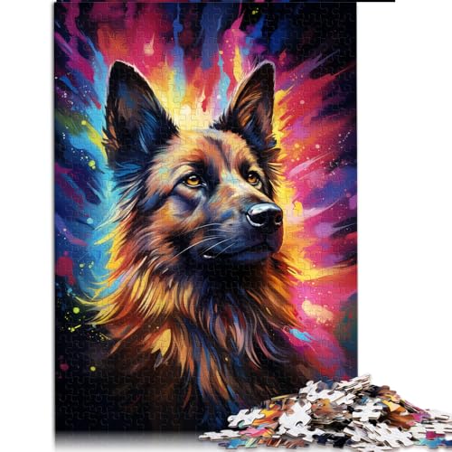 1000-teiliges Puzzle, farbenfrohes Papierpuzzle mit deutschem Schäferhund, für Erwachsene und Kinder ab 12 Jahren, Geschenkideen. Größe: 50 x 75 cm. von LZYANG