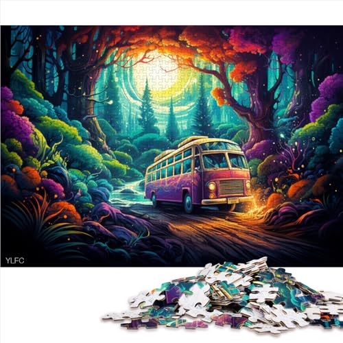 1000-teiliges Puzzle, farbenfrohes Papierpuzzle mit psychedelischem Kunstbus, geeignet für Erwachsene und Kinder ab 12 Jahren, anspruchsvoll. Größe: 52 x 38 cm. von LZYANG