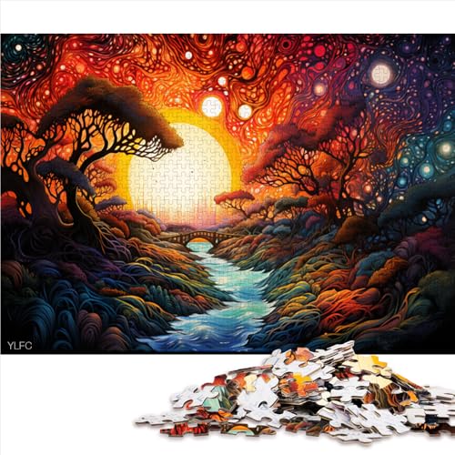 1000-teiliges Puzzle, farbenfrohes Sonnenuntergangs-Kunst-Papierpuzzle, für Erwachsene und Kinder, Weihnachtspuzzle-Geschenke für Frauen. Größe: 50 x 75 cm. von LZYANG