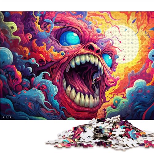 1000-teiliges Puzzle, farbenfrohes Synthwave-Monster-Holzpuzzle, für Erwachsene und Kinder ab 12 Jahren, tolles Geschenk für Erwachsene und Kinder. Größe: 52 x 38 cm. von LZYANG