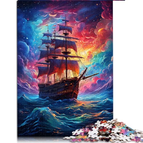 1000-teiliges Puzzle, farbenfrohes galaktisches Piratenschiff-Papierpuzzle, für Erwachsene und Kinder, unterhaltsame Spiele für Erwachsene. Größe: 26 x 38 cm. von LZYANG