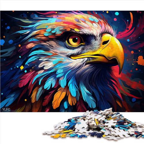 1000-teiliges Puzzle, farbenfrohes psychedelisches Adlertier-Papierpuzzle, für Erwachsene und Kinder, Heimdekorations-Puzzle, Größe: 52 x 38 cm von LZYANG