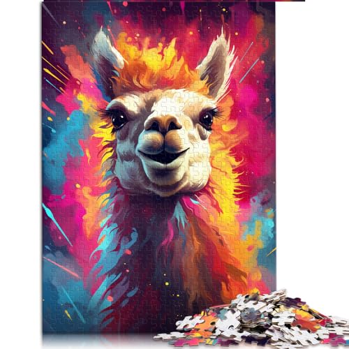 1000-teiliges Puzzle, farbenfrohes psychedelisches Alpaka-Papierpuzzle für Erwachsene und Kinder ab 12 Jahren, Holzpuzzle für Familienspiele und zur Heimdekoration. Größe: 50 x 75 cm. von LZYANG